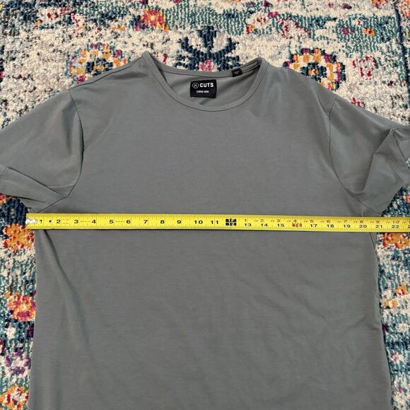 Cuts Clothing Men’s Curve Hem Gray Stretch Tee T-Shirt Sz L - Picture 5 of 7